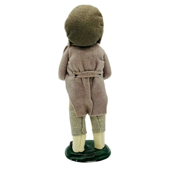 Byers Choice Man with Small Tree Tan Jacket Hat Checked Pants 1985 Bumpy Base - Picture 6 of 11